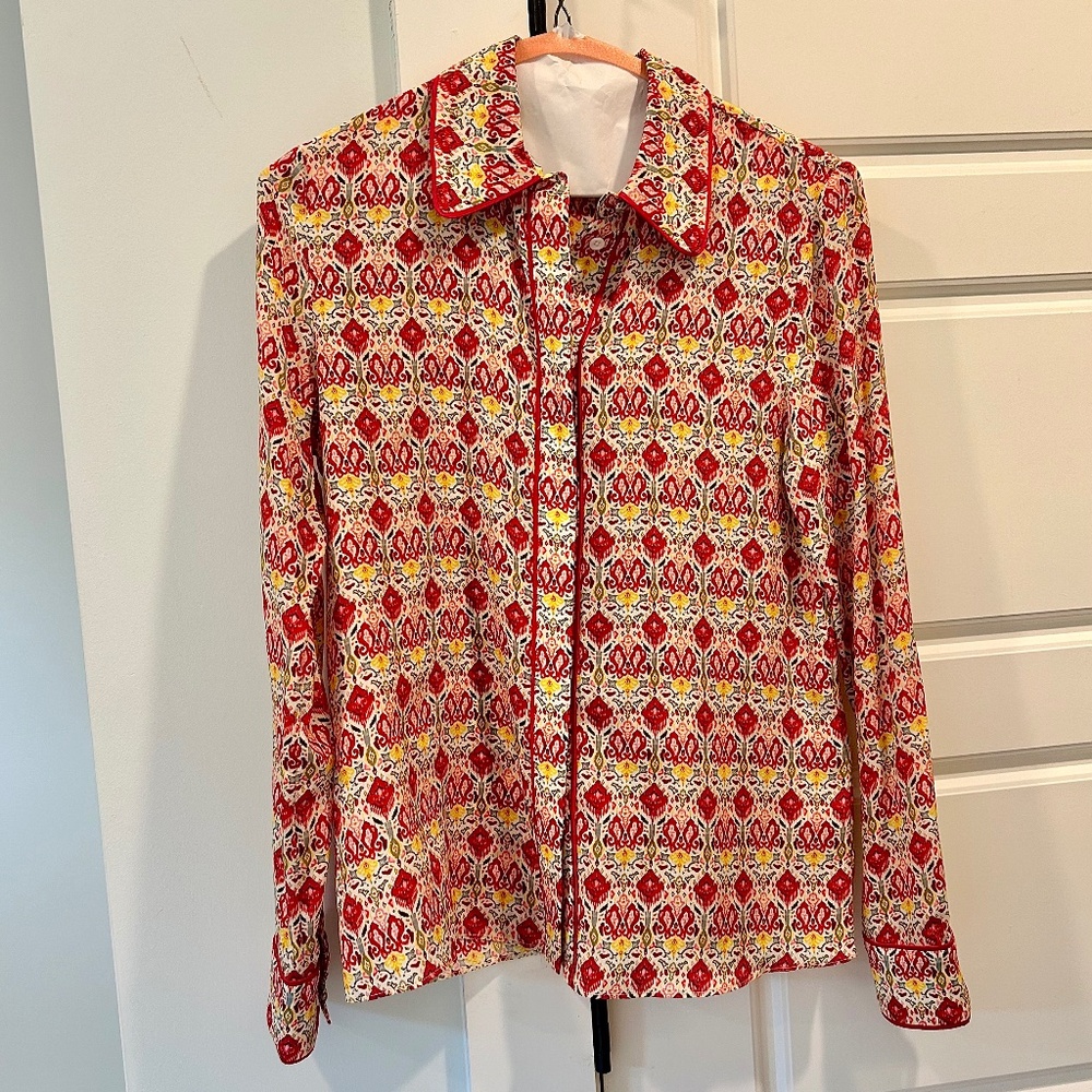 Alice + Olivia Silk Collared Button Down Blouse XS